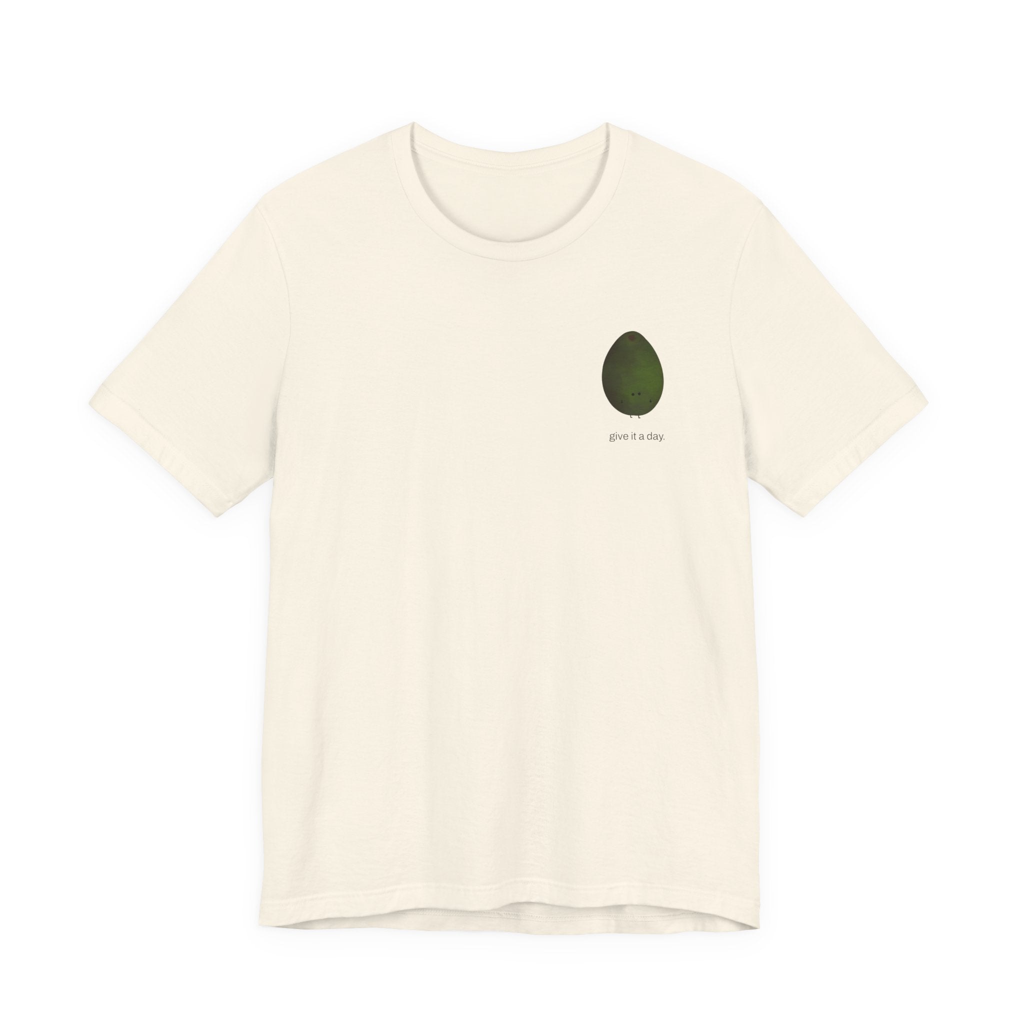 "Give it a Day" Unisex soft jersey T-Shirt: Minimal Avocado Graphic print tee (4.2 oz Airlume ring-spun cotton)