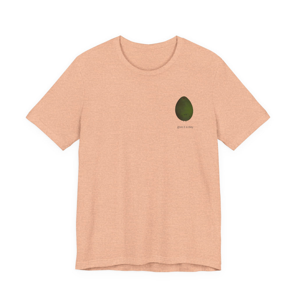 "Give it a Day" Unisex soft jersey T-Shirt: Minimal Avocado Graphic print tee (4.2 oz Airlume ring-spun cotton)