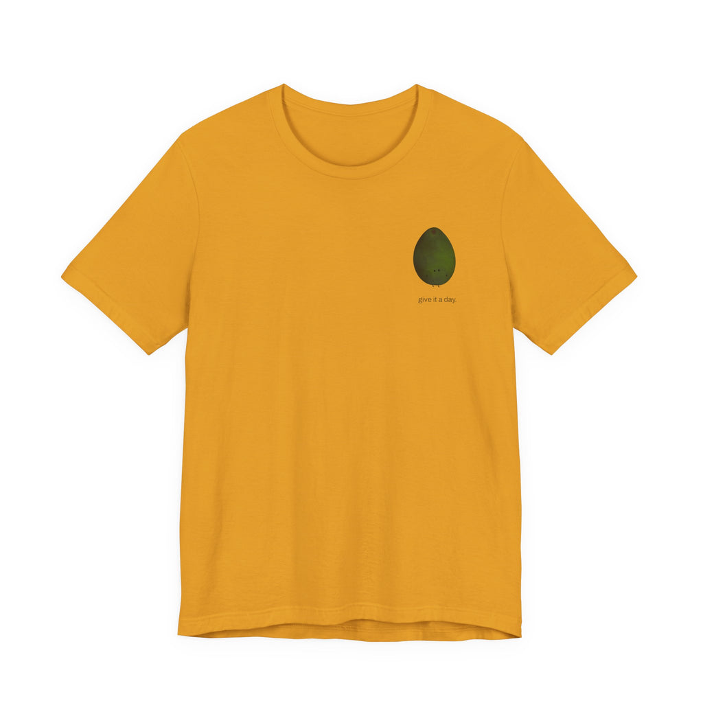 "Give it a Day" Unisex soft jersey T-Shirt: Minimal Avocado Graphic print tee (4.2 oz Airlume ring-spun cotton)