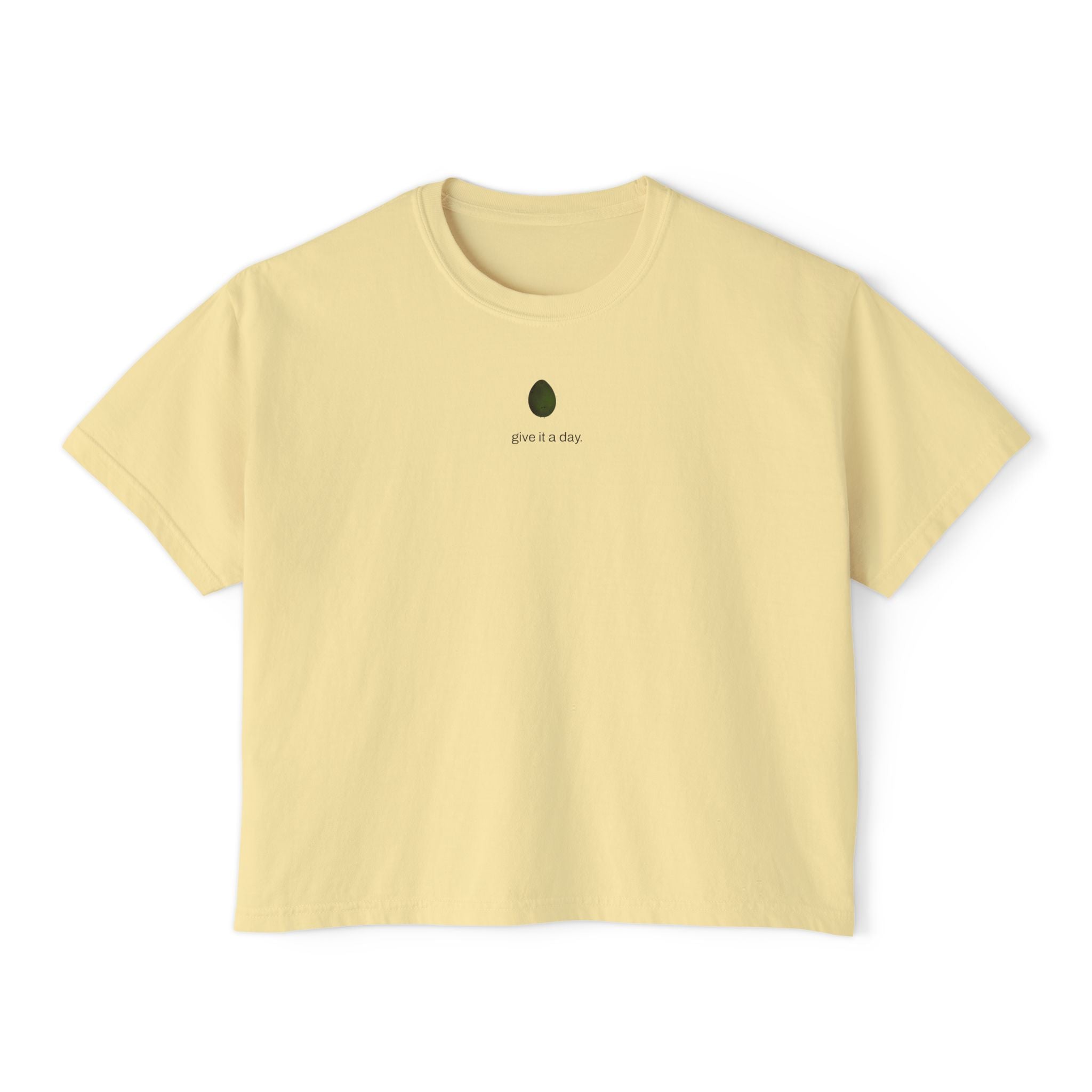 Give it a Day Women's Boxy T-Shirt: Minimal Avocado Graphic print tee (6.1oz)
