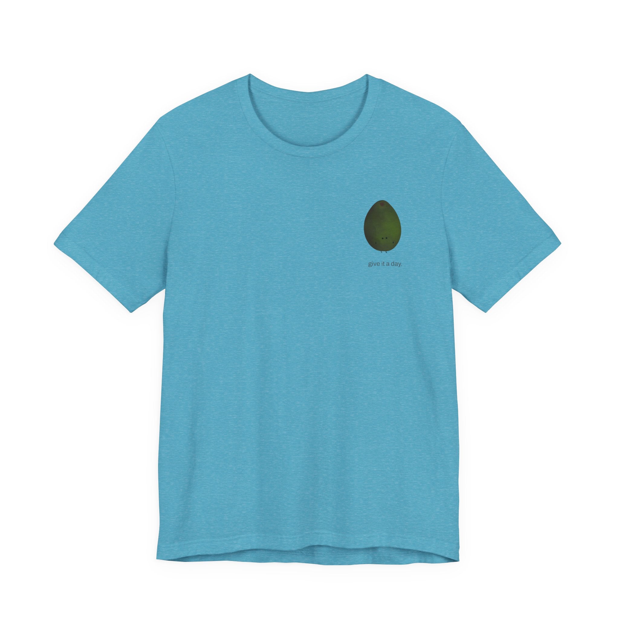 "Give it a Day" Unisex soft jersey T-Shirt: Minimal Avocado Graphic print tee (4.2 oz Airlume ring-spun cotton)