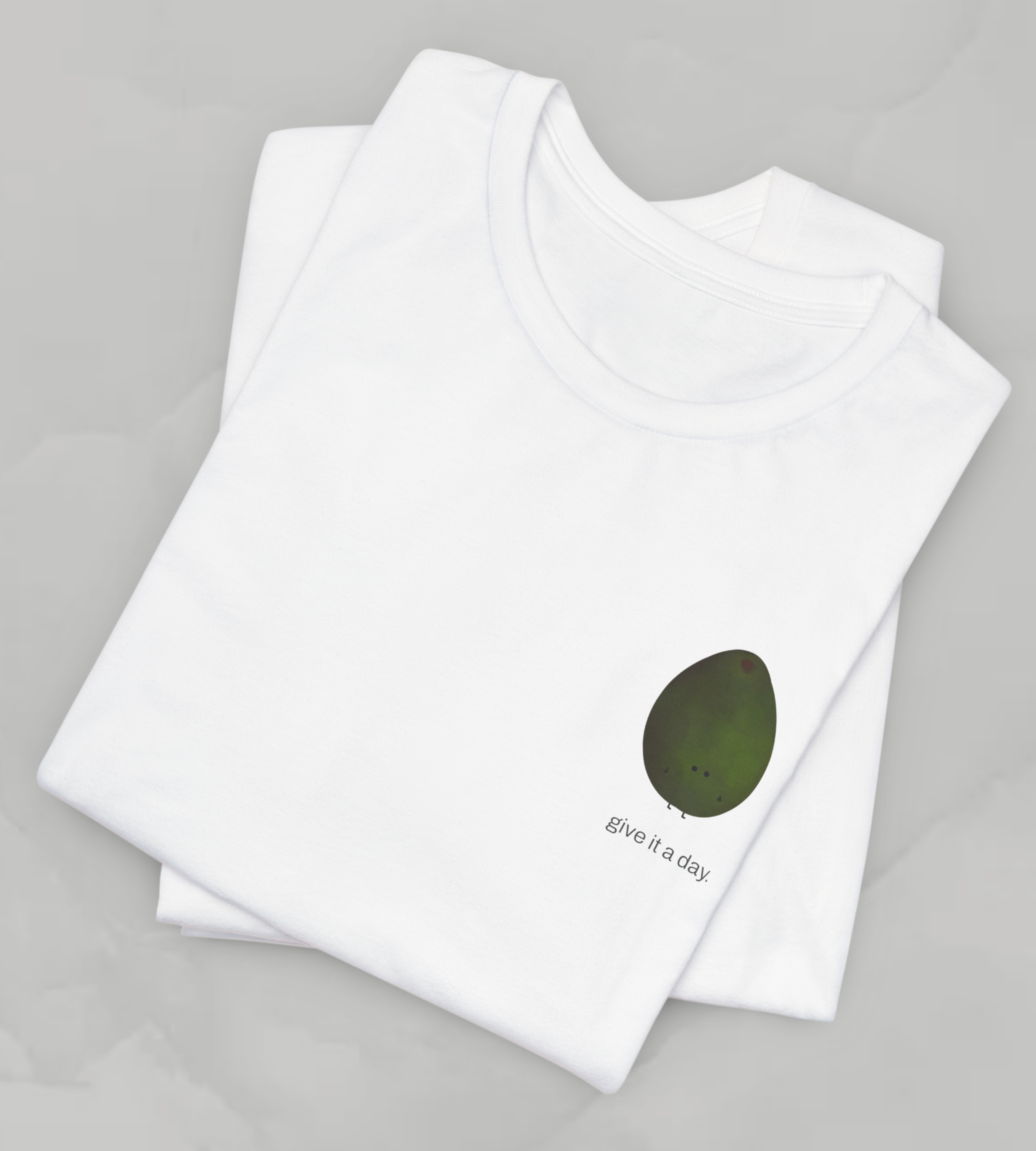 "Give it a Day" Unisex soft jersey T-Shirt: Minimal Avocado Graphic print tee (4.2 oz Airlume ring-spun cotton)