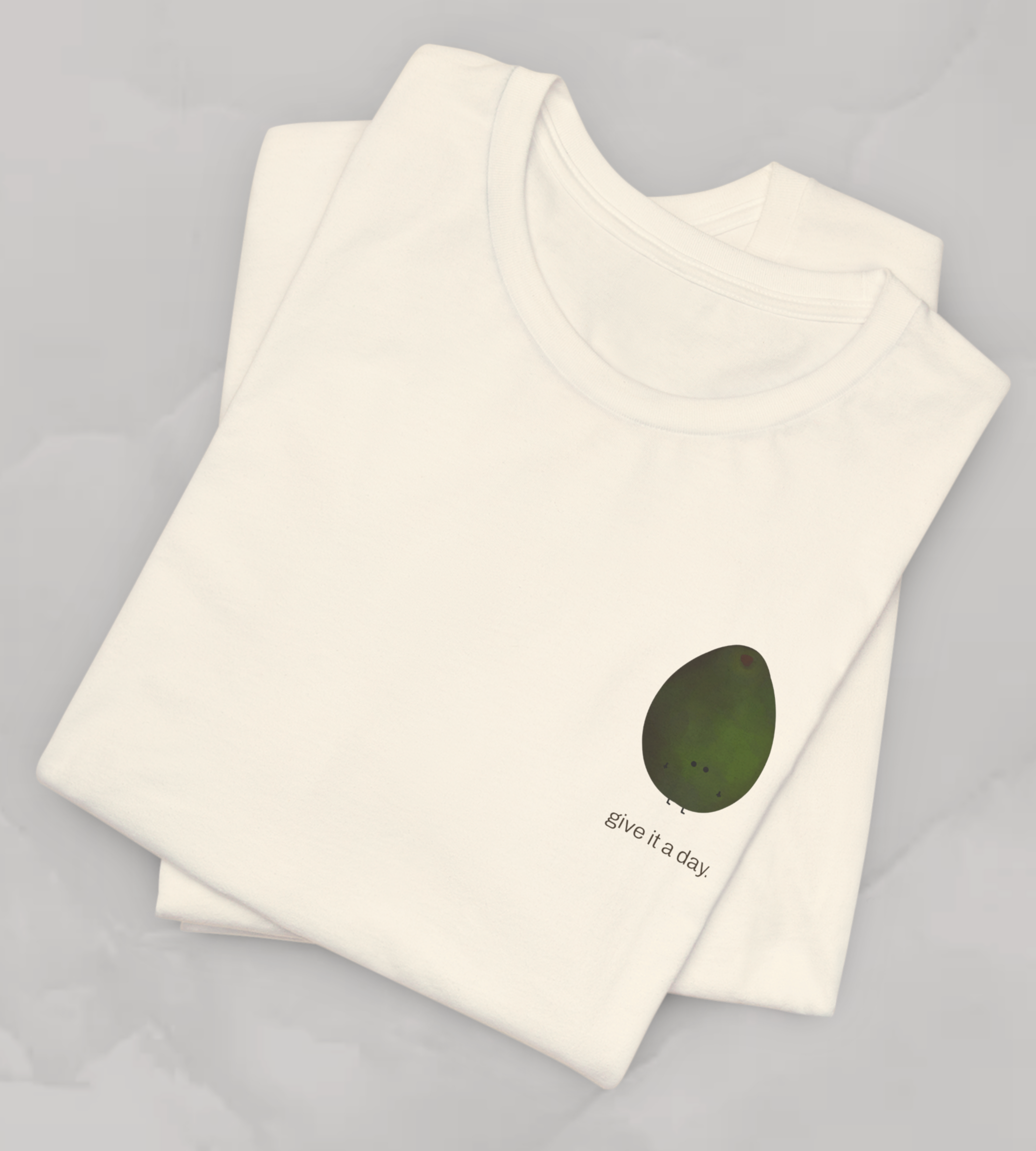 "Give it a Day" Unisex soft jersey T-Shirt: Minimal Avocado Graphic print tee (4.2 oz Airlume ring-spun cotton)