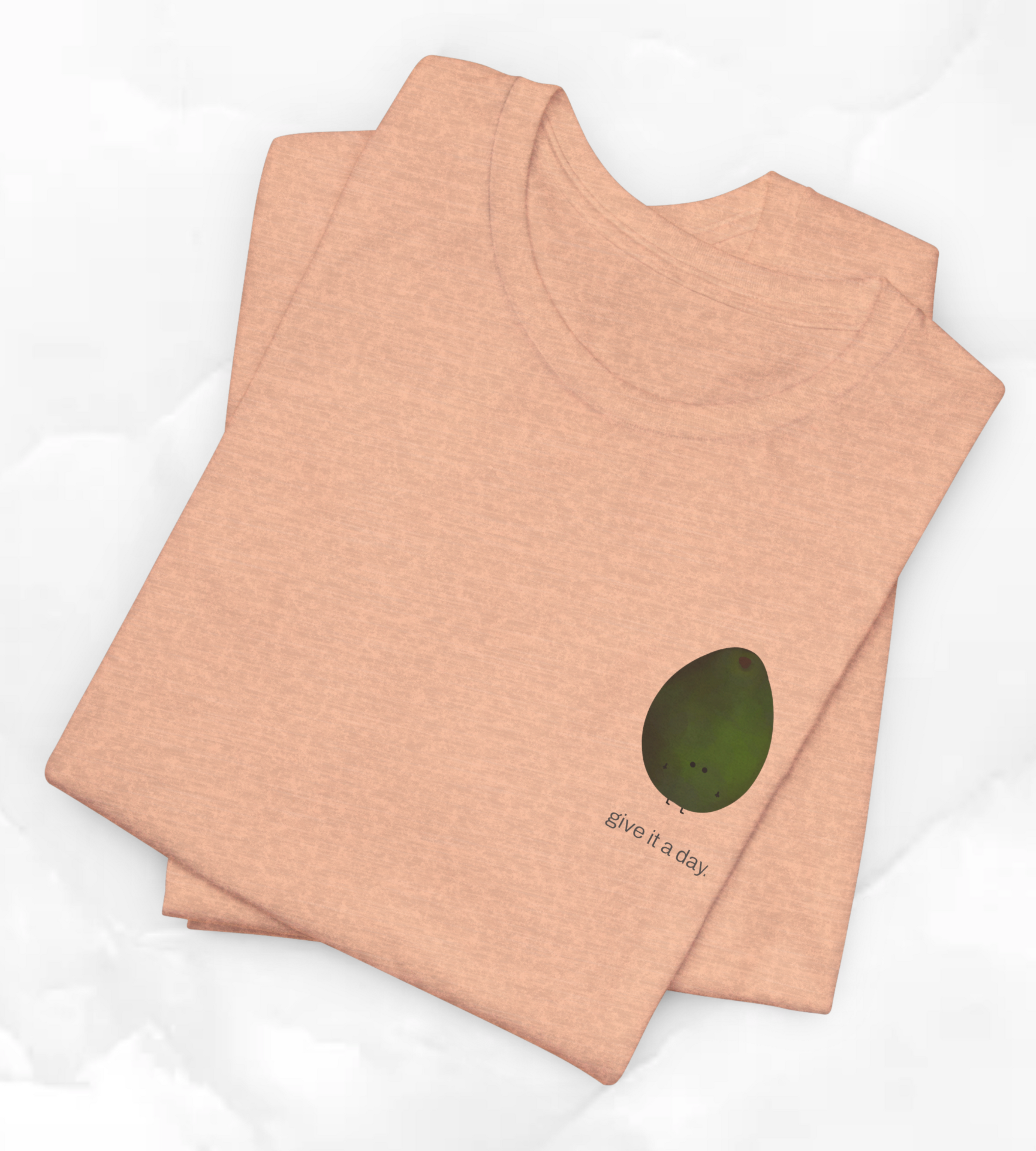"Give it a Day" Unisex soft jersey T-Shirt: Minimal Avocado Graphic print tee (4.2 oz Airlume ring-spun cotton)