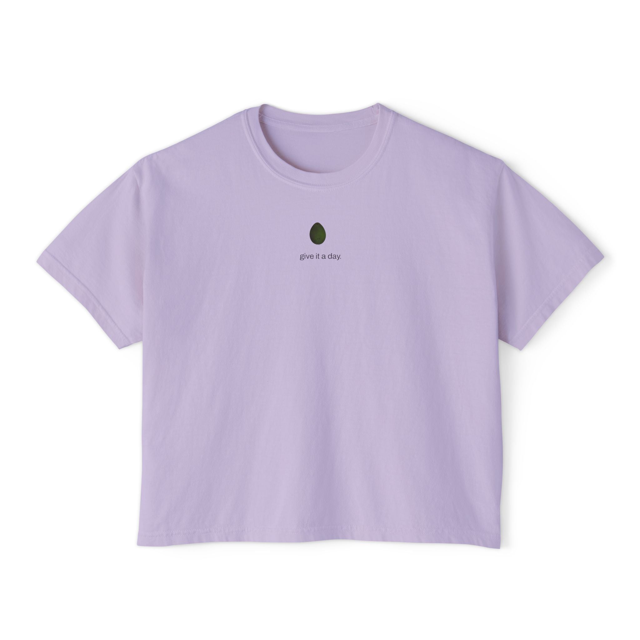 Give it a Day Women's Boxy T-Shirt: Minimal Avocado Graphic print tee (6.1oz)