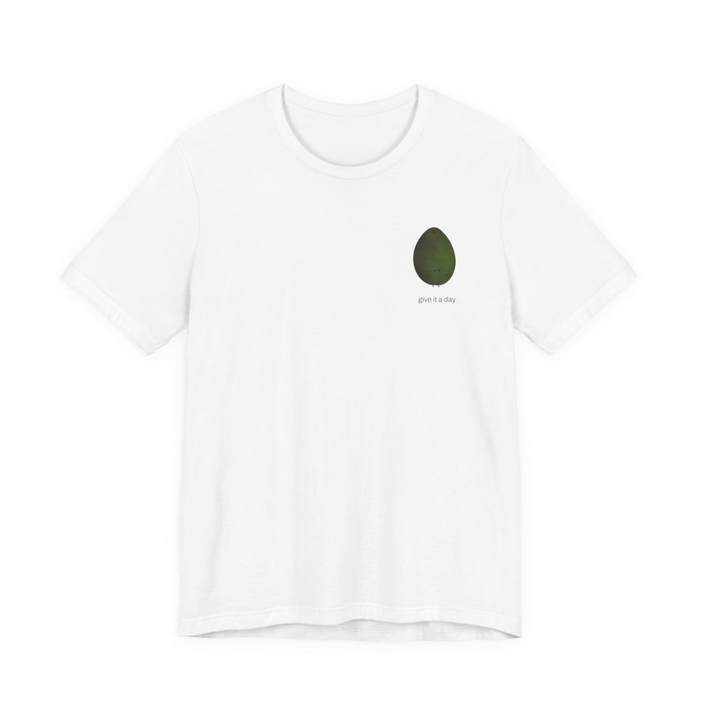 "Give it a Day" Unisex soft jersey T-Shirt: Minimal Avocado Graphic print tee (4.2 oz Airlume ring-spun cotton)